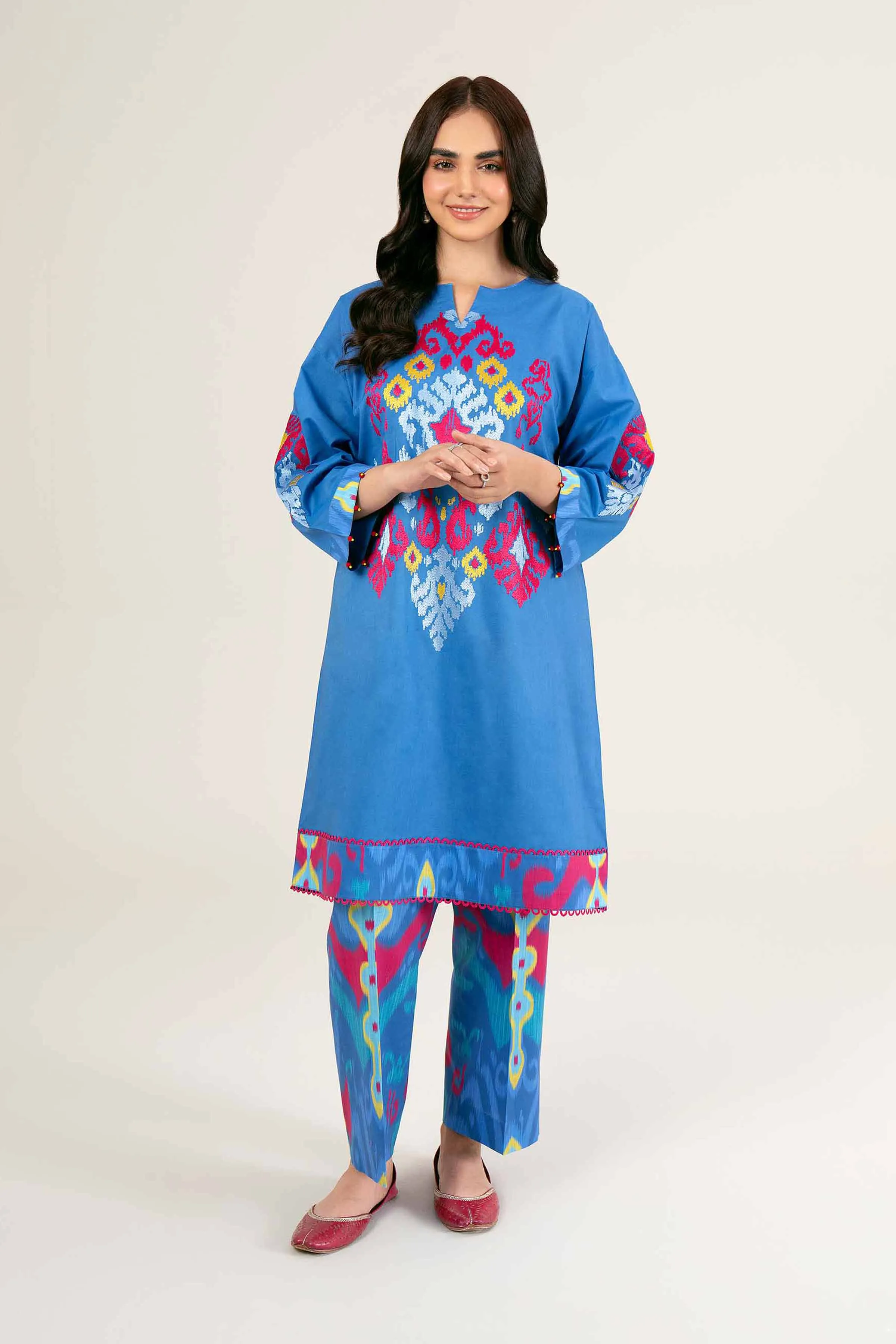 2 Piece - Digital Printed Embroidered Suit - 42402075