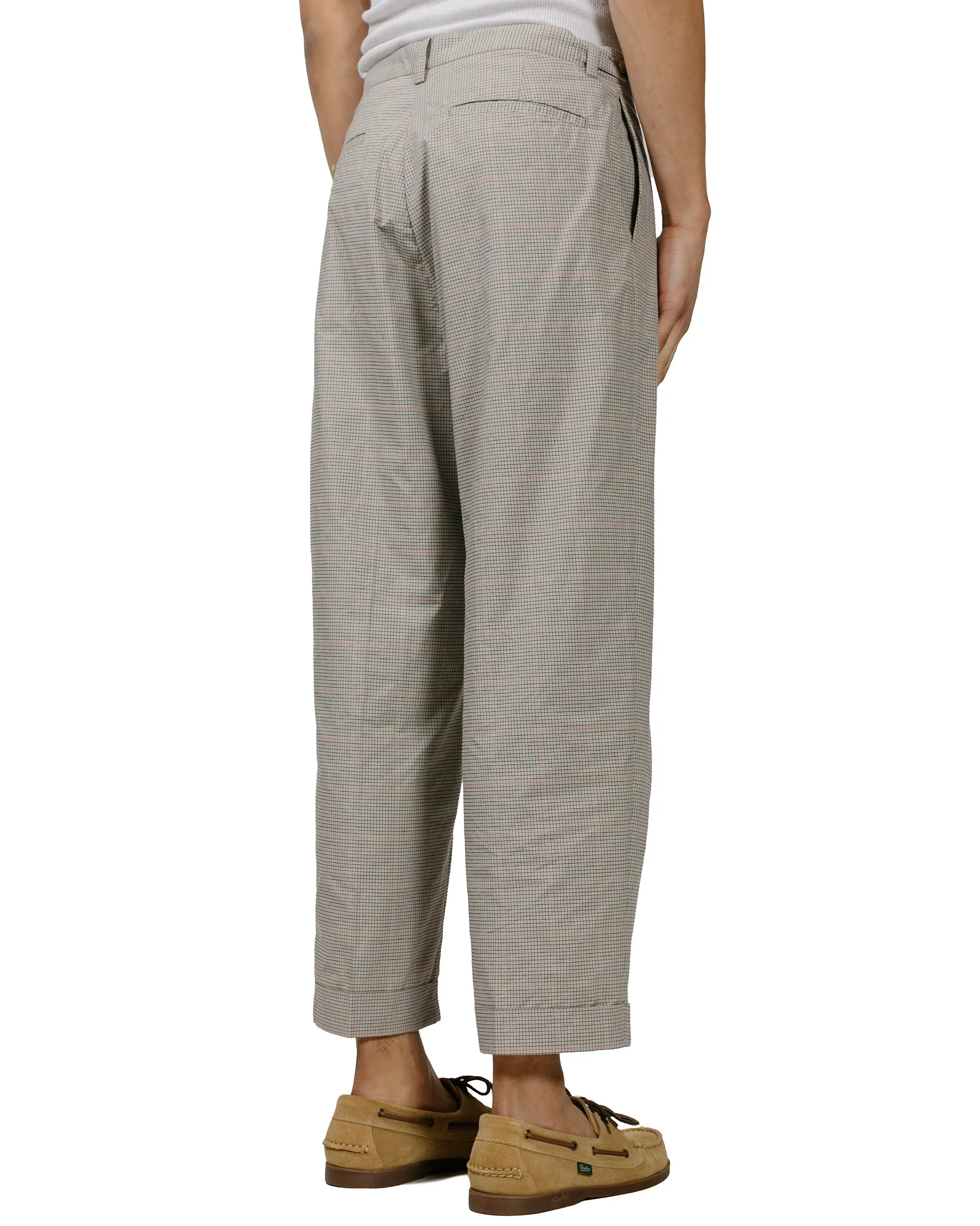 Beige Wide Plaid IVY Trousers by Beams Plus