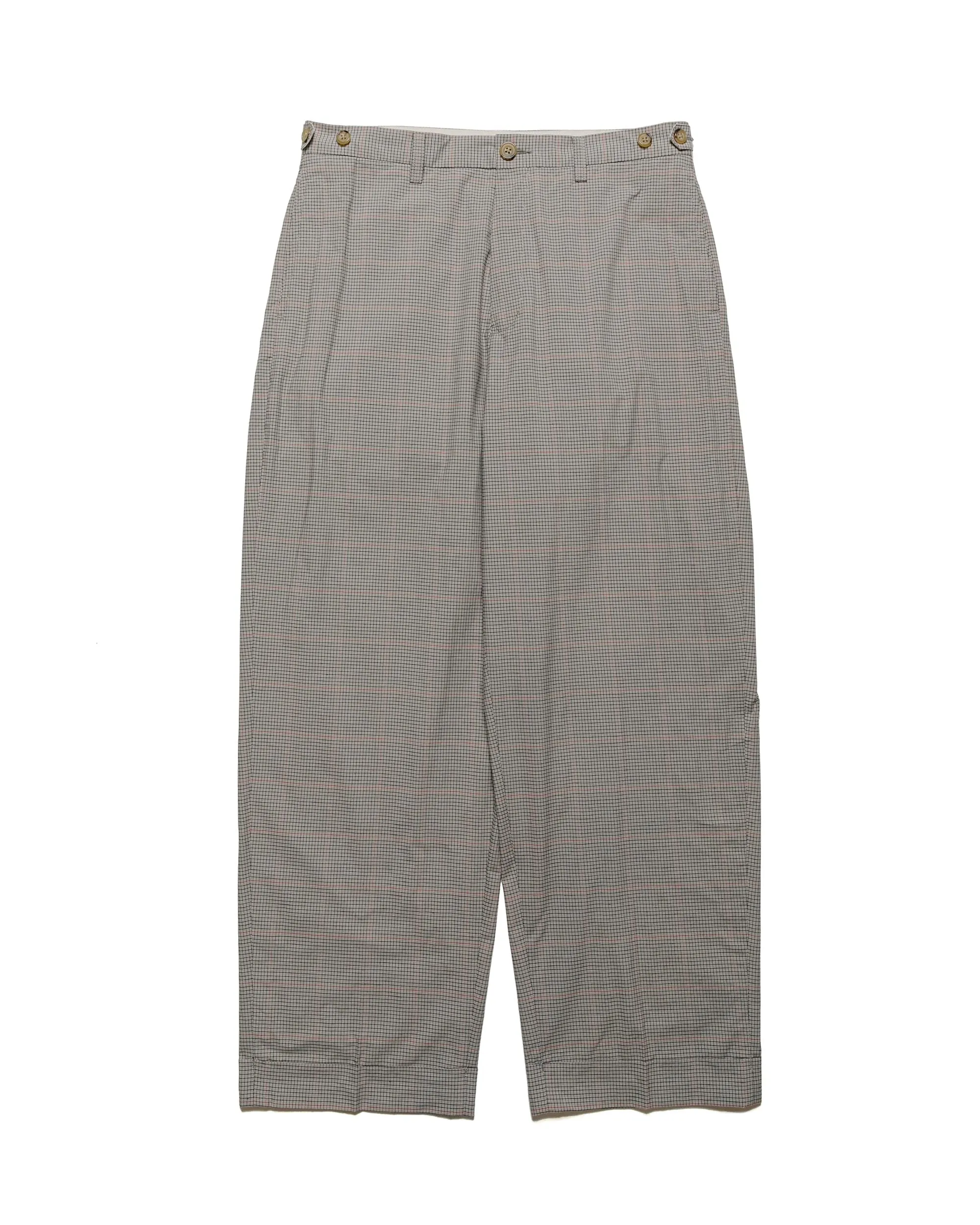 Beige Wide Plaid IVY Trousers by Beams Plus