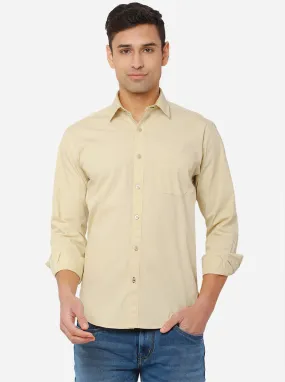 Beige Solid Classic Fit Casual Shirt | Greenfibre