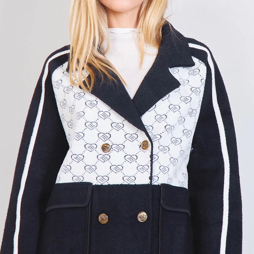 Black and white jacket with double-breasted button wholesale