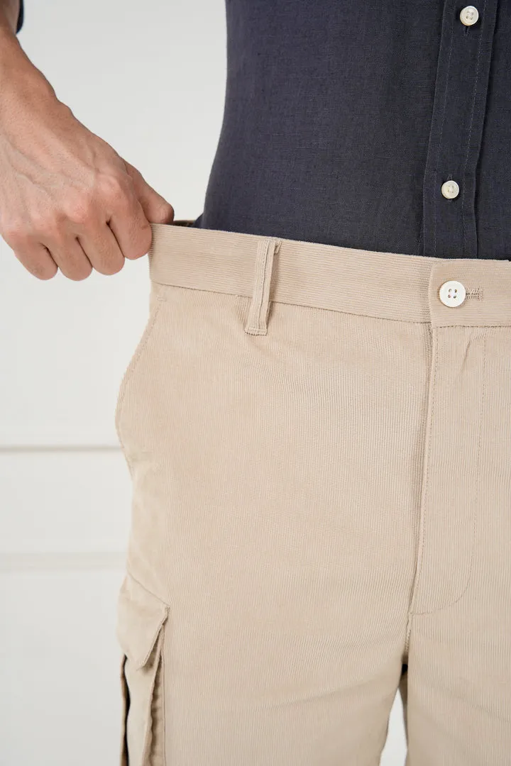 Buttercream Corduroy Stretch Cargo Shorts