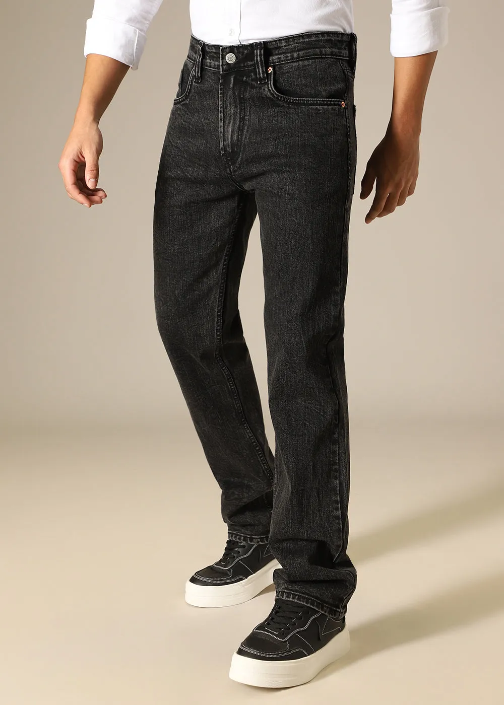 Charcoal Black Straight Fit Denim