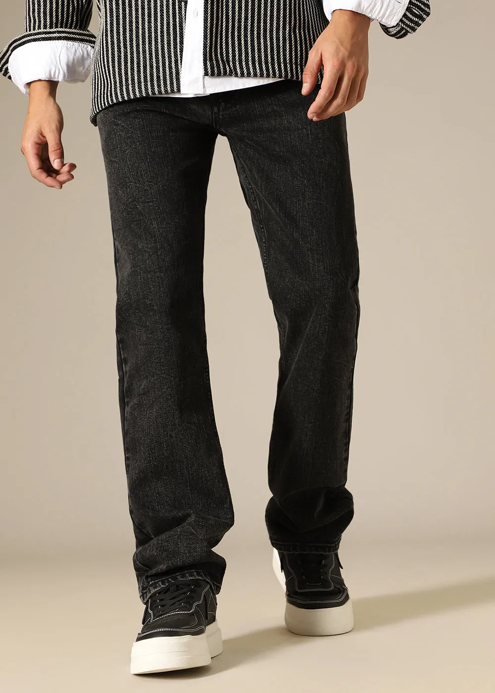 Charcoal Black Straight Fit Denim