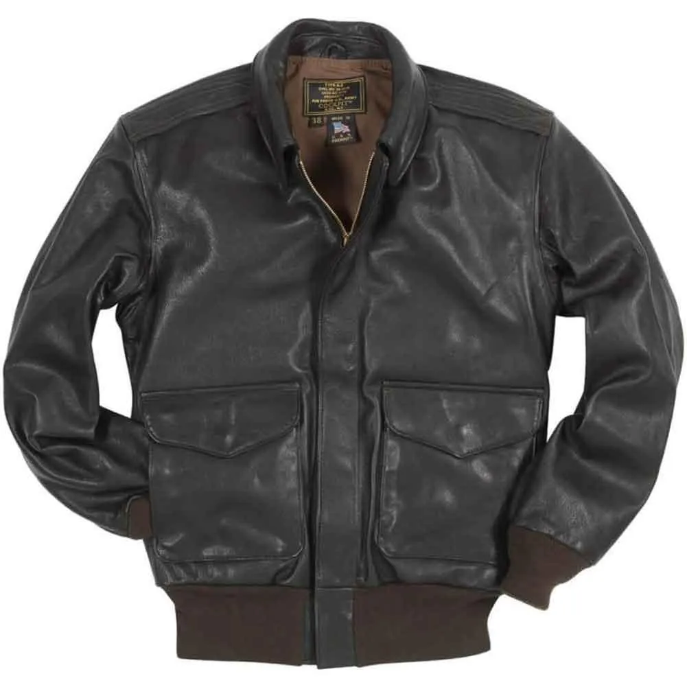 Cockpit USA Mens USAF Goatskin A-2 Flight Jacket - Brown