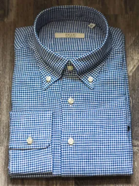 Premium Dark Blue Cotton Gingham Dress Shirt