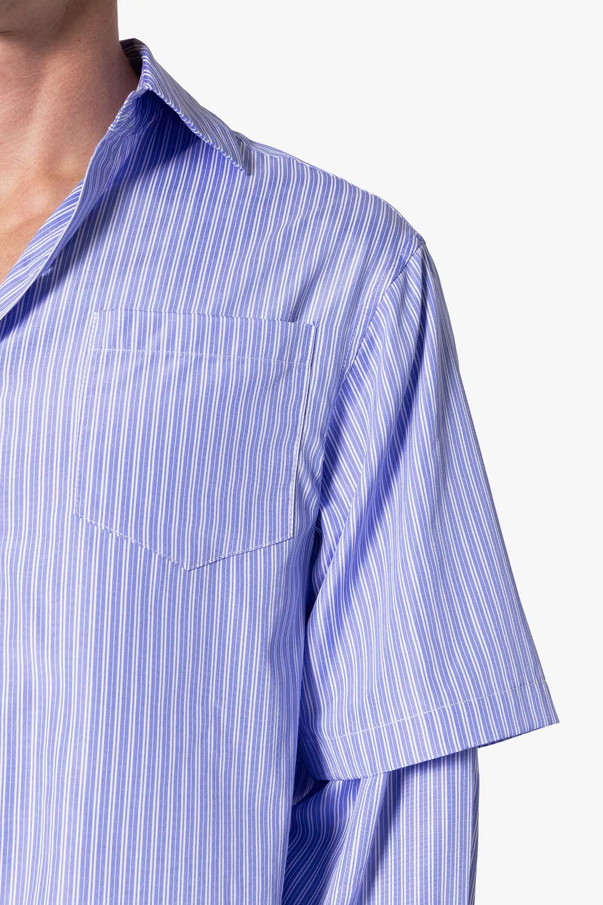 Double Layer Pinstripe Shirt - Blue