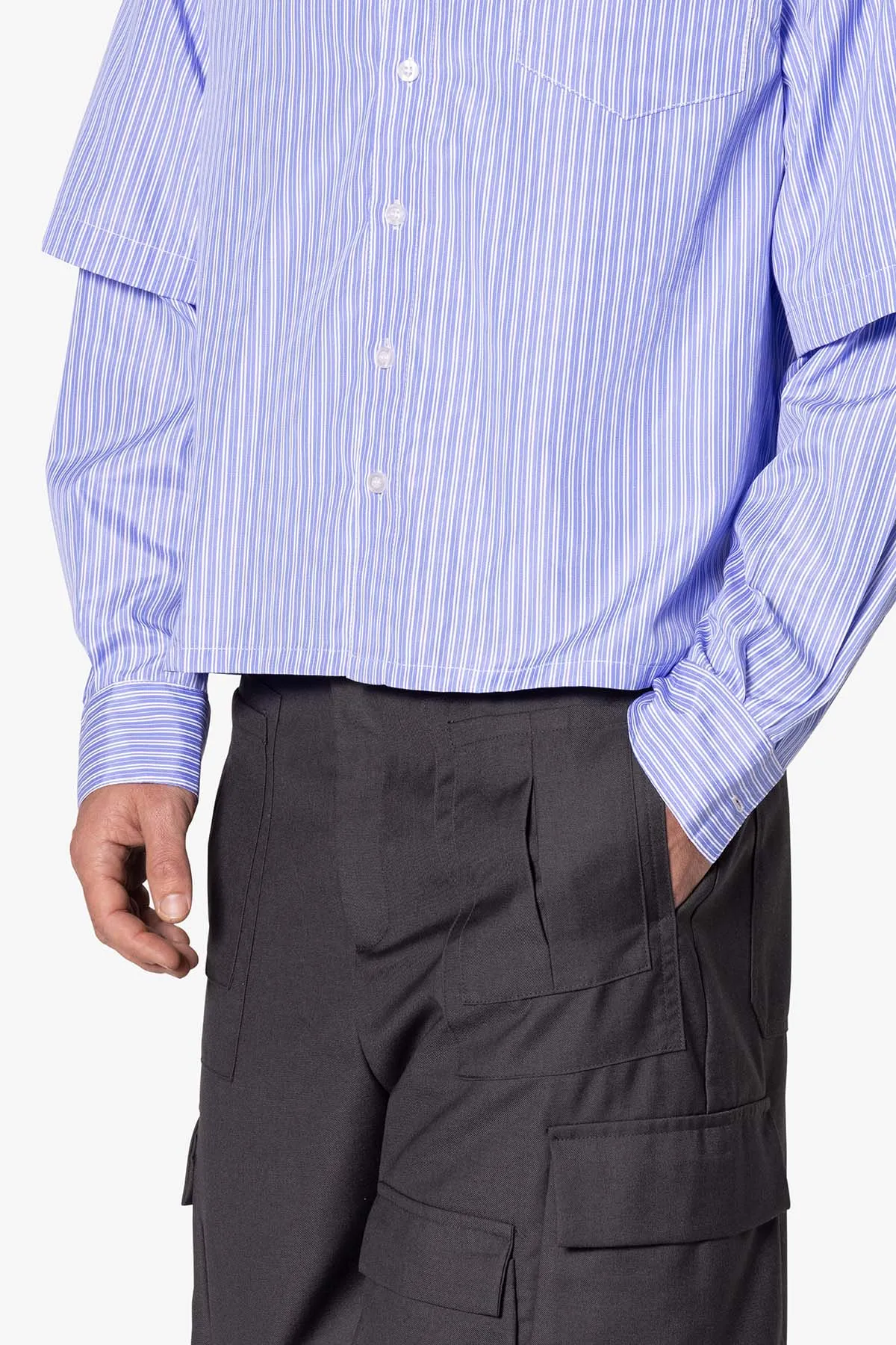 Double Layer Pinstripe Shirt - Blue