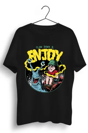 Enjoy Graphic Printed Black Tshirt