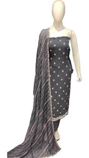 Georgette Unstitched Suit with Hand Work and Dupatta