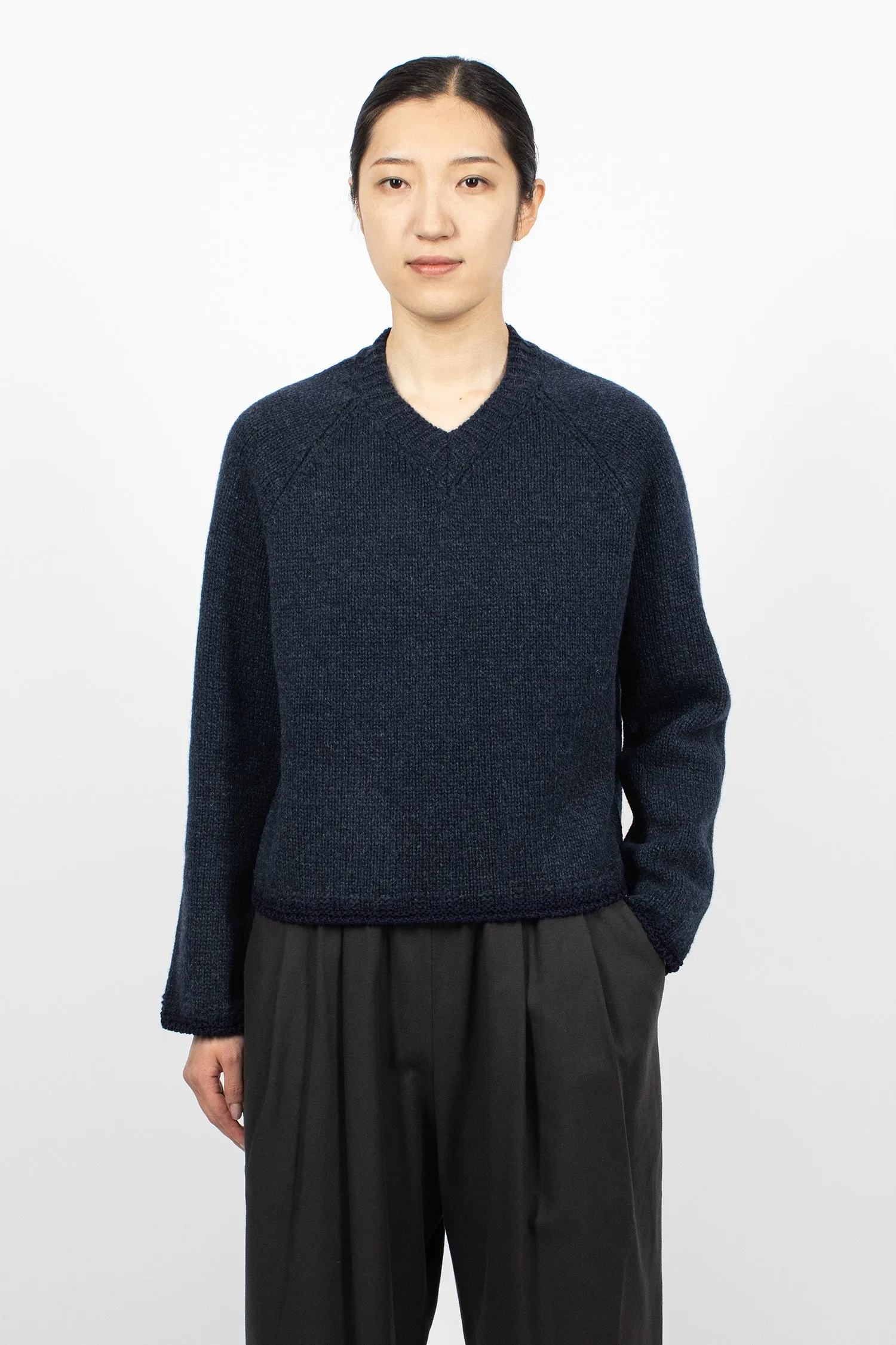 Kamil Simple Knit Jumper Dark Navy