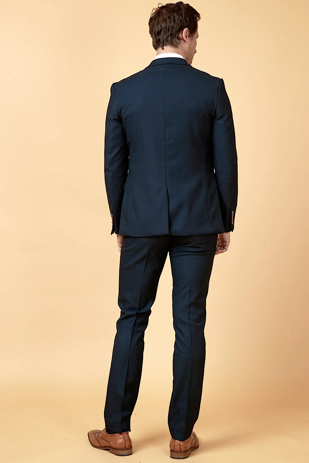 MAX - Navy Three Piece Suit with Contrast Buttons