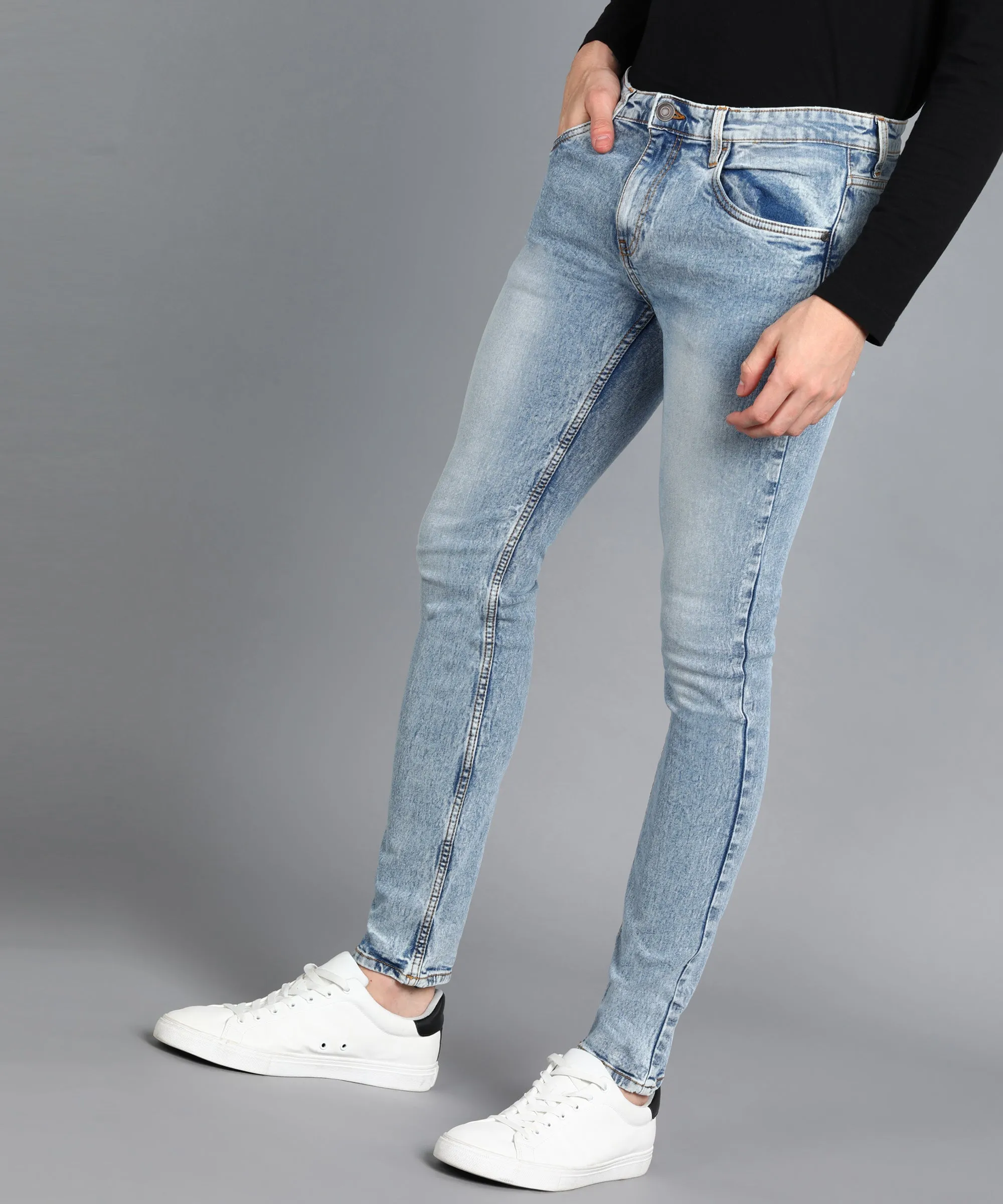 Men's Blue Slim Fit Washed Jeans Stretchable