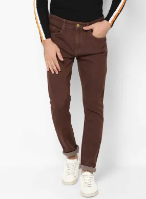 Men's Brown Slim Fit Stretchable Jeans