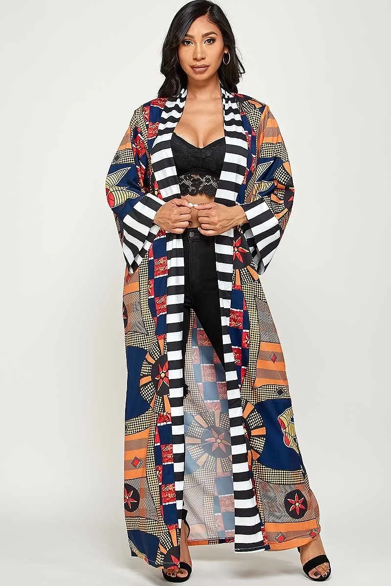 Mixed Print Maxi Kimono