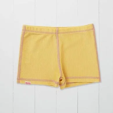 Ochre Ribbed Kids Shortie Swim Shorts