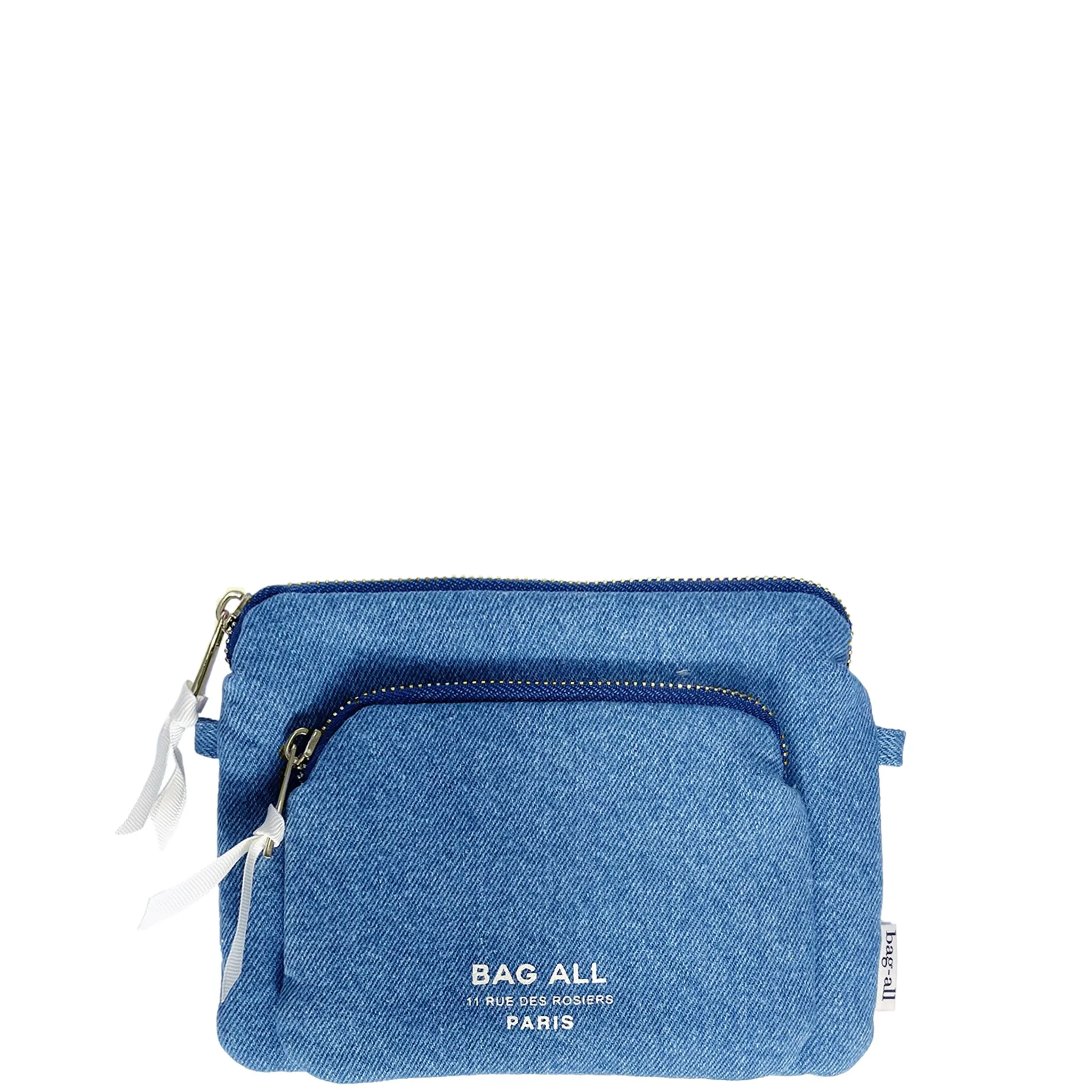 Padded Trinket Pouch Double Pocket, Denim