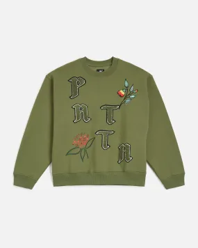 Patta Flowers Crewneck Sweater (Loden Green)