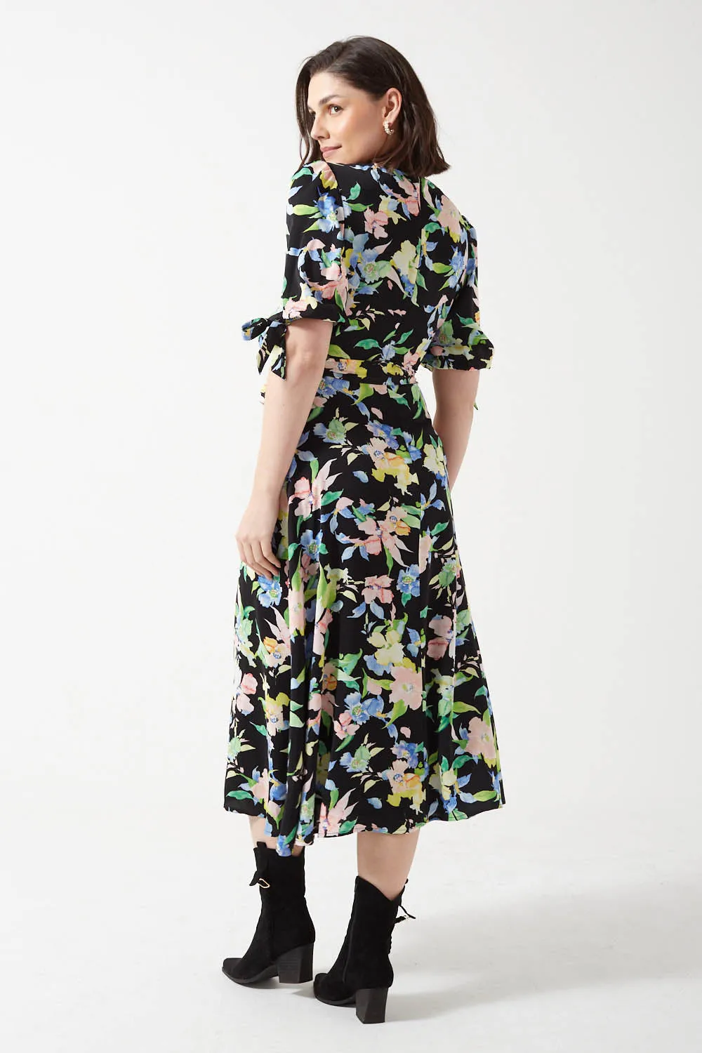 Pixie Daisy Hannah Tie Sleeves Midi Dress