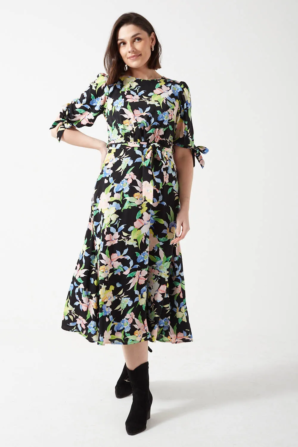 Pixie Daisy Hannah Tie Sleeves Midi Dress