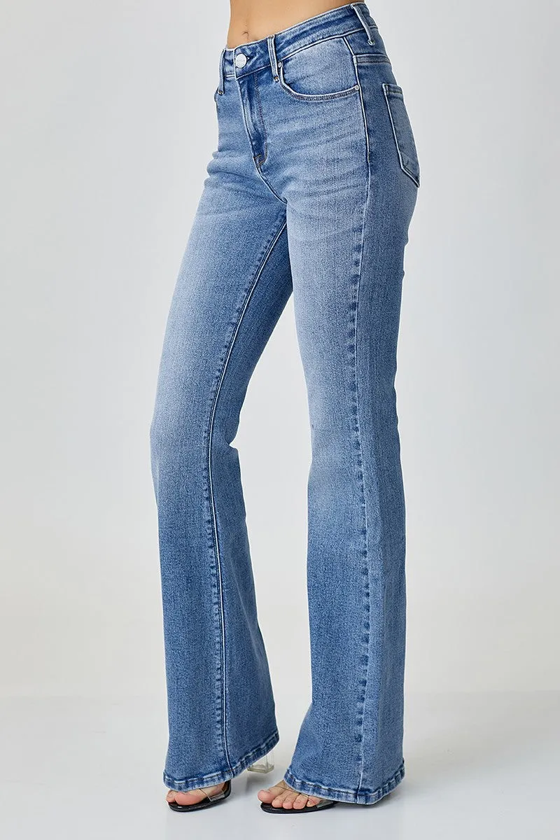 Risen Mid Rise Basic Flare Jeans