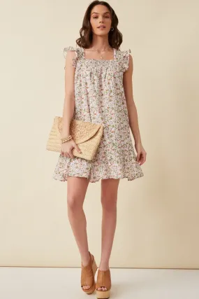 Ruffled Floral Mini Dress