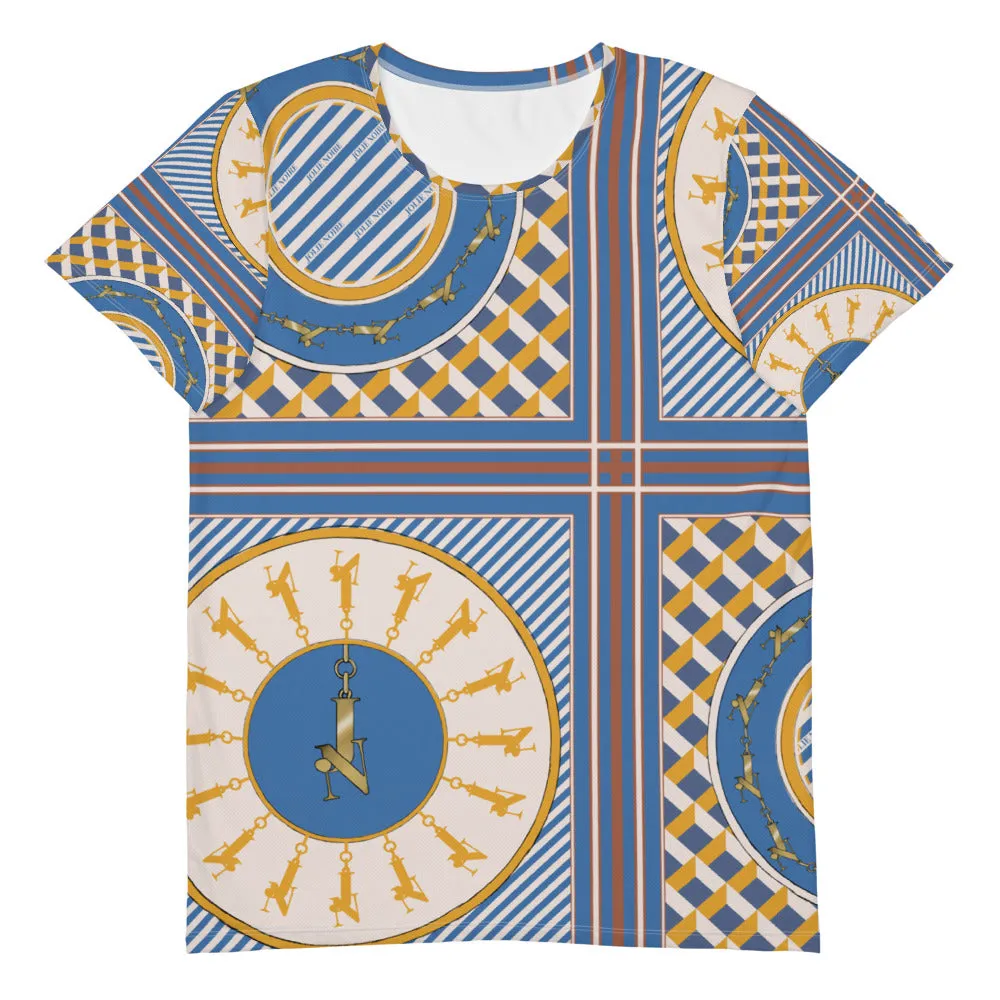 Scarf Print Premium T-shirt- Cerulean