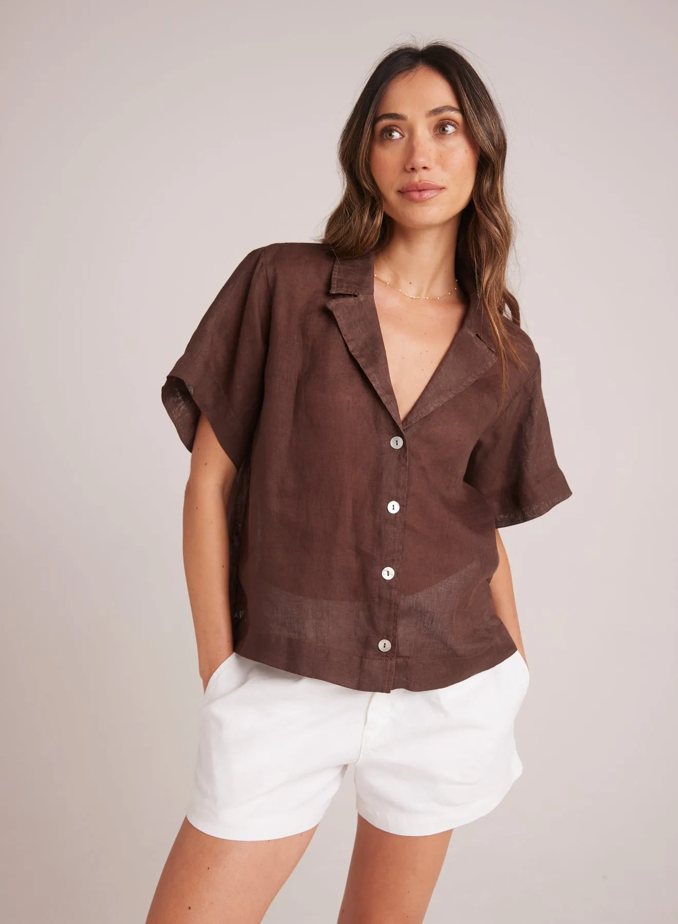 Short Sleeve Flowy Button Down - Cocoa Cabana