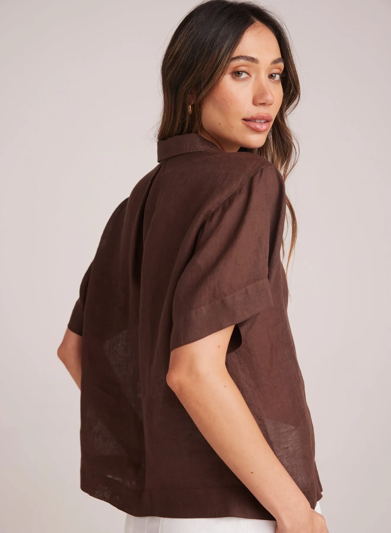 Short Sleeve Flowy Button Down - Cocoa Cabana