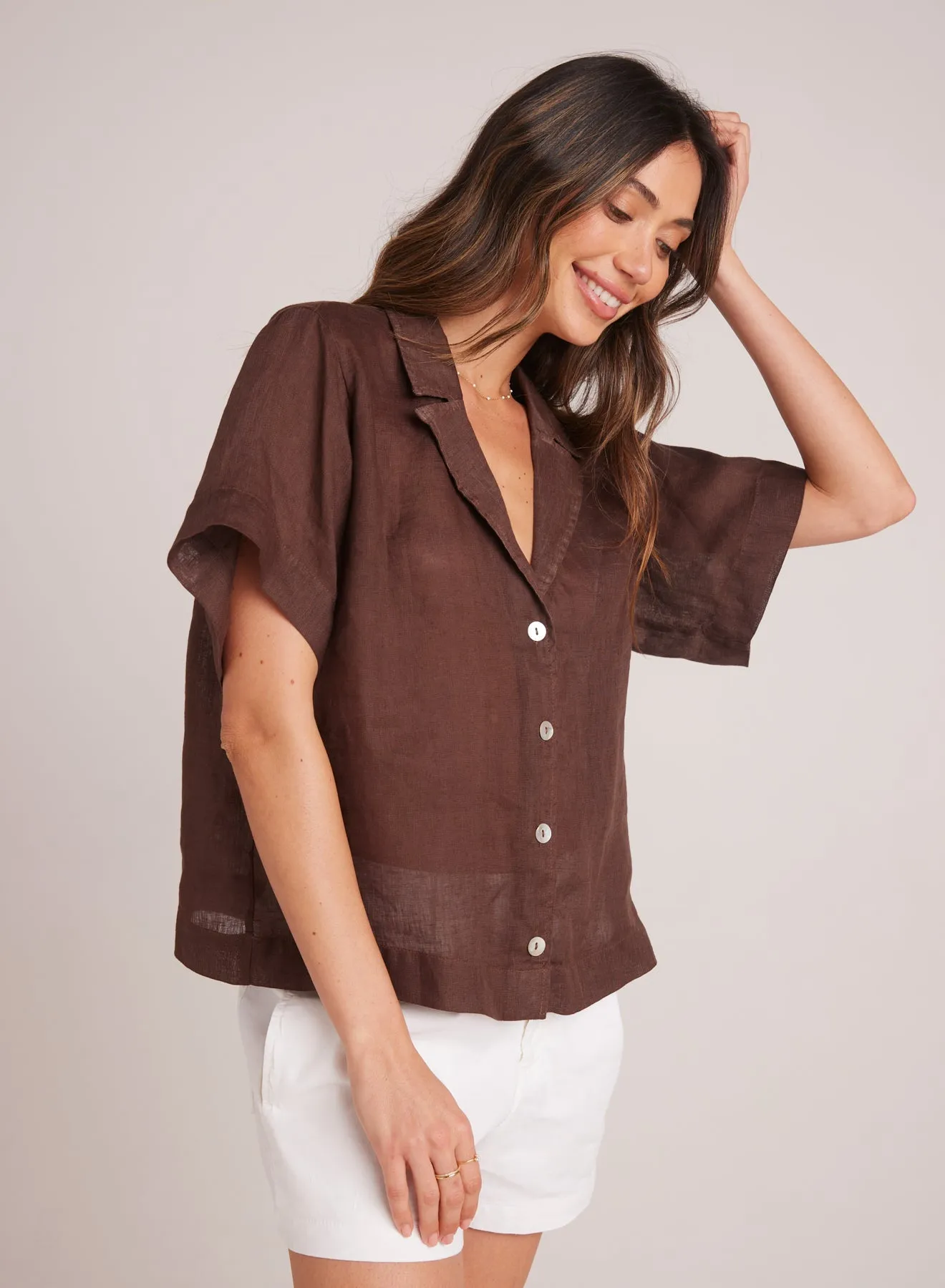 Short Sleeve Flowy Button Down - Cocoa Cabana