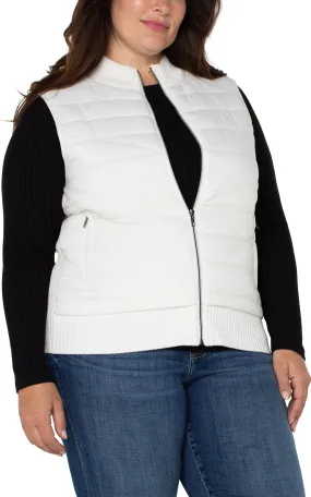 SLEEVELESS QUILTED FULL ZIP SWEATER VEST