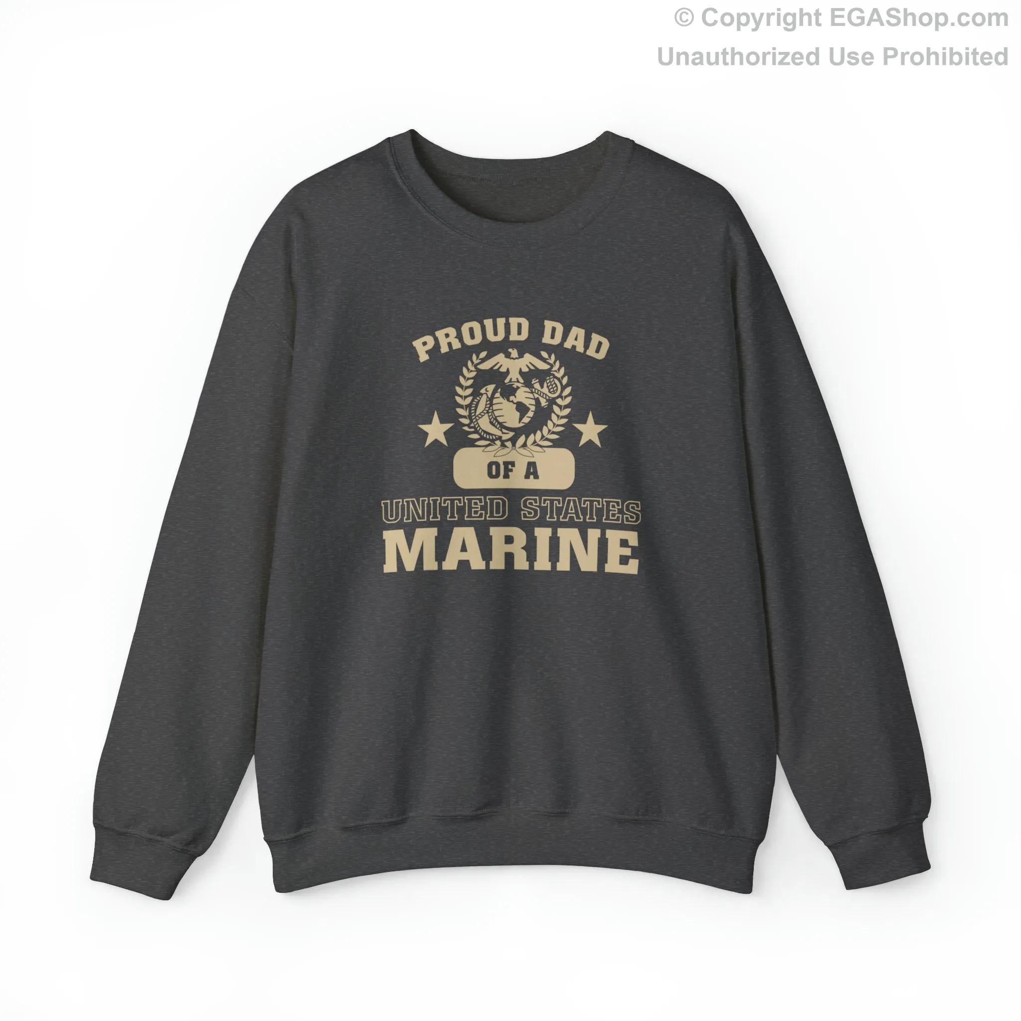 Sweatshirt: Proud Dad of a Marine (Varsity Style, Color Choices)