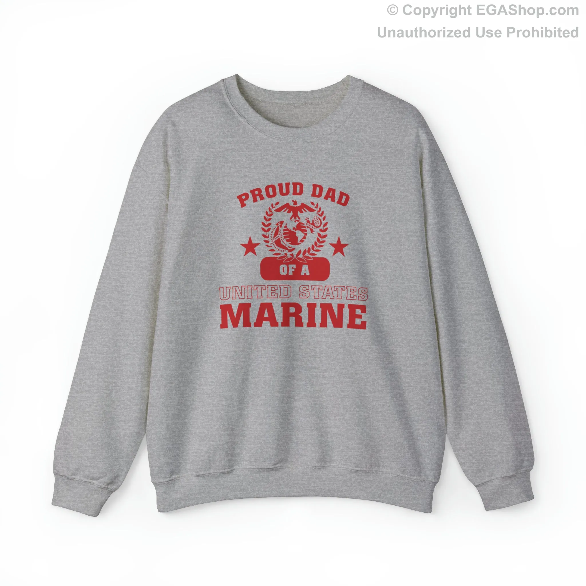 Sweatshirt: Proud Dad of a Marine (Varsity Style, Color Choices)