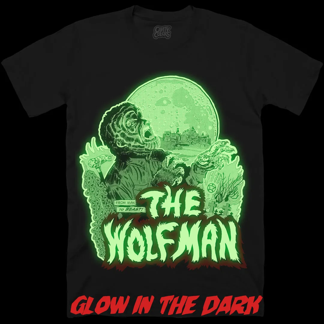 THE WOLF MAN: WEREWOLVES & PENTAGRAMS - T-SHIRT (GLOW IN THE DARK)