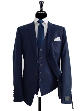 WILVORST Prestige Collection Navy Brocade 3 Piece Dress Suit